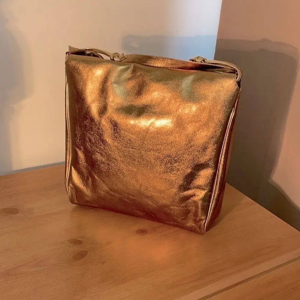 Vintage Nine West Gold Drawstring Shoulder Bag